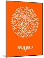 Brussels Street Map Orange-NaxArt-Mounted Art Print