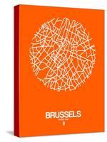Brussels Street Map Orange-NaxArt-Stretched Canvas