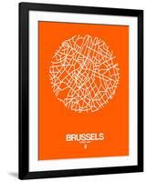 Brussels Street Map Orange-NaxArt-Framed Art Print