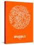 Brussels Street Map Orange-NaxArt-Stretched Canvas