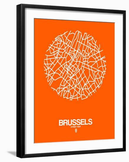 Brussels Street Map Orange-NaxArt-Framed Art Print