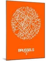 Brussels Street Map Orange-NaxArt-Mounted Art Print