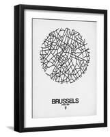 Brussels Street Map White-NaxArt-Framed Art Print