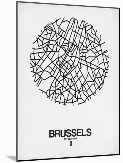 Brussels Street Map White-NaxArt-Mounted Art Print