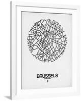 Brussels Street Map White-NaxArt-Framed Art Print