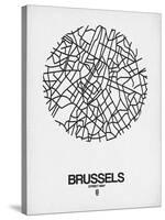 Brussels Street Map White-NaxArt-Stretched Canvas