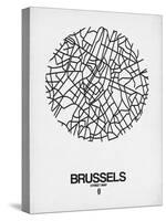 Brussels Street Map White-NaxArt-Stretched Canvas
