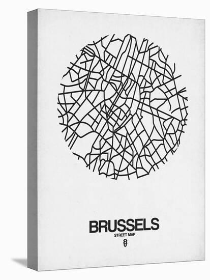 Brussels Street Map White-NaxArt-Stretched Canvas