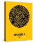 Brussels Street Map Yellow-NaxArt-Stretched Canvas