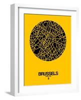 Brussels Street Map Yellow-NaxArt-Framed Art Print