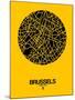 Brussels Street Map Yellow-NaxArt-Mounted Art Print