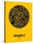 Brussels Street Map Yellow-NaxArt-Stretched Canvas