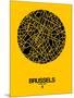 Brussels Street Map Yellow-NaxArt-Mounted Art Print