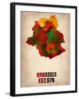 Brussels Watercolor Map-NaxArt-Framed Art Print
