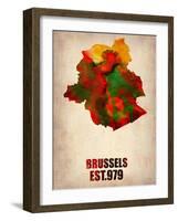 Brussels Watercolor Map-NaxArt-Framed Art Print