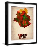 Brussels Watercolor Map-NaxArt-Framed Art Print