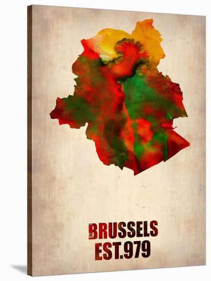 Brussels Watercolor Map-NaxArt-Stretched Canvas