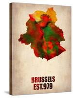 Brussels Watercolor Map-NaxArt-Stretched Canvas