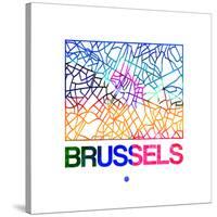 Brussels Watercolor Street Map-NaxArt-Stretched Canvas