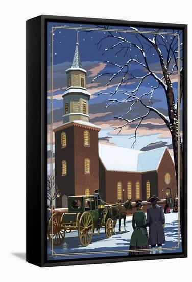 Bruton Parish - Williamsburg, Virginia-Lantern Press-Framed Stretched Canvas