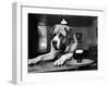 Bryan the St. Bernard Dog Enjoys a Pint, February 1956-null-Framed Premium Photographic Print