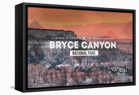 Bryce Canyon National Park, Utah - Rubber Stamp-Lantern Press-Framed Stretched Canvas