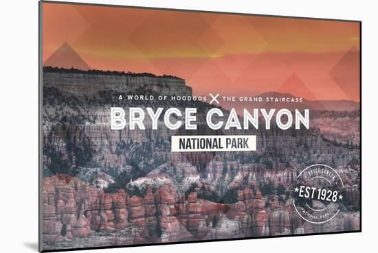 Bryce Canyon National Park, Utah - Rubber Stamp-Lantern Press-Mounted Art Print