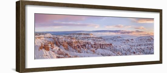 Bryce Canyon National Park with rock formations covered in snow in winter, Utah, USA-Panoramic Images-Framed Photographic Print