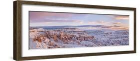 Bryce Canyon National Park with rock formations covered in snow in winter, Utah, USA-Panoramic Images-Framed Photographic Print