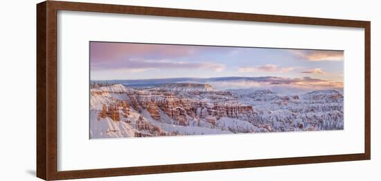 Bryce Canyon National Park with rock formations covered in snow in winter, Utah, USA-Panoramic Images-Framed Photographic Print
