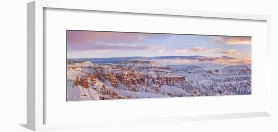 Bryce Canyon National Park with rock formations covered in snow in winter, Utah, USA-Panoramic Images-Framed Photographic Print