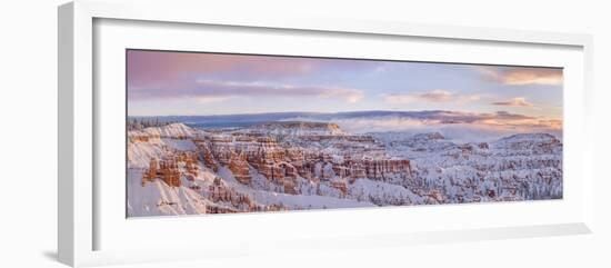 Bryce Canyon National Park with rock formations covered in snow in winter, Utah, USA-Panoramic Images-Framed Photographic Print