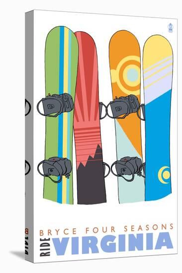 Bryce Four Seasons, Virginia, Snowboards in the Snow-Lantern Press-Stretched Canvas