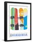 Bryce Four Seasons, Virginia, Snowboards in the Snow-Lantern Press-Framed Art Print