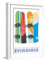 Bryce Four Seasons, Virginia, Snowboards in the Snow-Lantern Press-Framed Art Print