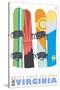 Bryce Four Seasons, Virginia, Snowboards in the Snow-Lantern Press-Stretched Canvas