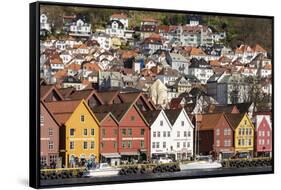 Bryggen old town waterfront, Bergen, Euruope-Tony Waltham-Framed Stretched Canvas