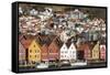 Bryggen old town waterfront, Bergen, Euruope-Tony Waltham-Framed Stretched Canvas