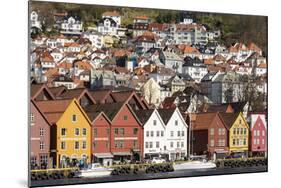 Bryggen old town waterfront, Bergen, Euruope-Tony Waltham-Mounted Photographic Print
