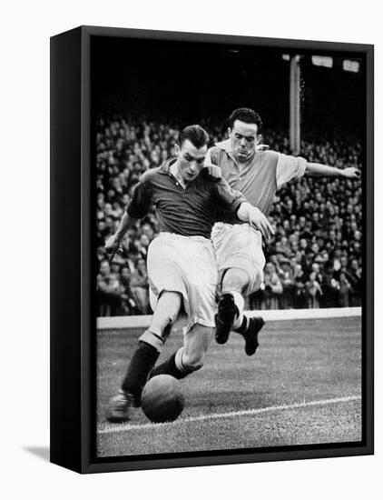 Bryn Jones Tackling Gillick, Arsenal Vs. Everton, 1938-null-Framed Stretched Canvas