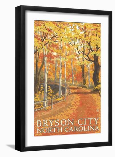 Bryson City, North Carolina - Fall Colors-Lantern Press-Framed Art Print