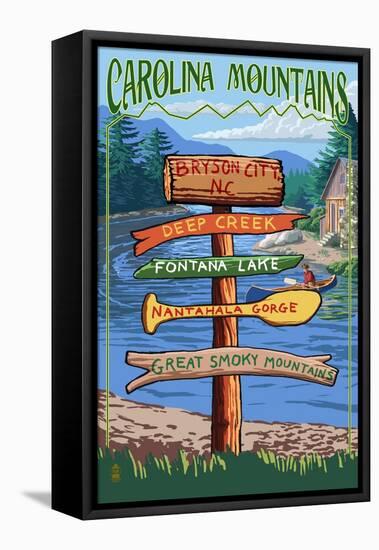 Bryson City, North Carolina - Sign Destinations-Lantern Press-Framed Stretched Canvas