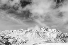 Black and White Snowy Mountains-BSANI-Mounted Photographic Print