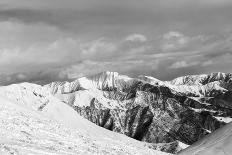 Black and White Snowy Mountains at Wind Day-BSANI-Laminated Photographic Print