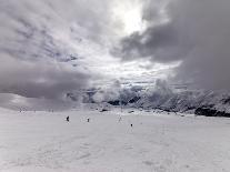 Snowboard in Snow on Ski Slope at Sun Windy Evening-BSANI-Photographic Print