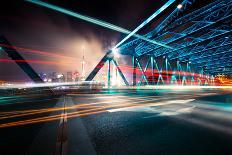 Night Traffic,Shoot from the Window of Rush Car,Motion Blur Steet Light.-bspguy-Mounted Photographic Print