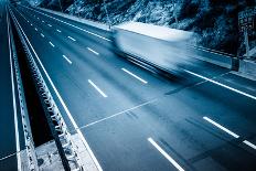 Highway and Modern Bridge of City,Blue Toned.-bspguy-Photographic Print