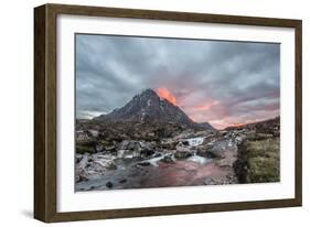 Buachaille Etive Mor and the River Coupall at Sunset-Green Planet Photography-Framed Photographic Print