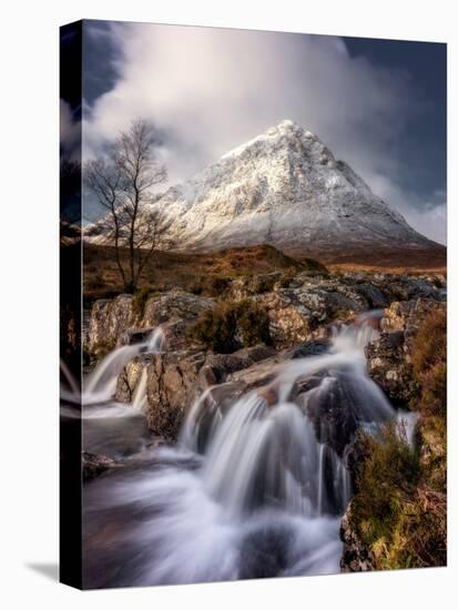 Buachaille Etive Mor and the River Coupall, Glen Etive, Western Highlands, Scotland-Karen Deakin-Stretched Canvas