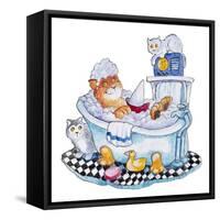 Bubble Bath Cat-Bill Bell-Framed Stretched Canvas